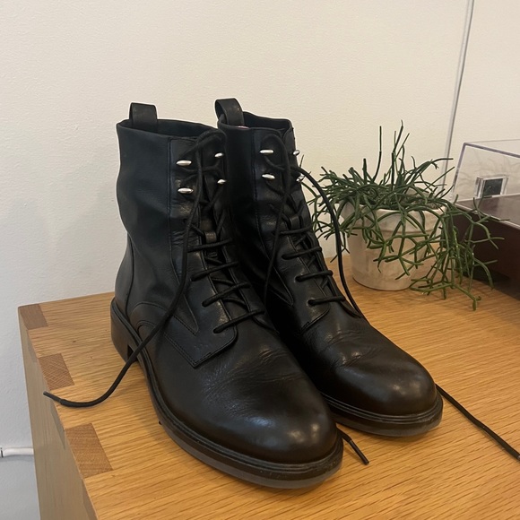 Rag & Bone Slayton Lace Up Black Leather Combat Boots - Picture 9 of 12